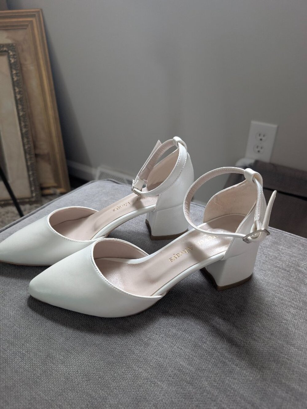 BRAND NEW Forever & Always ivory block heels